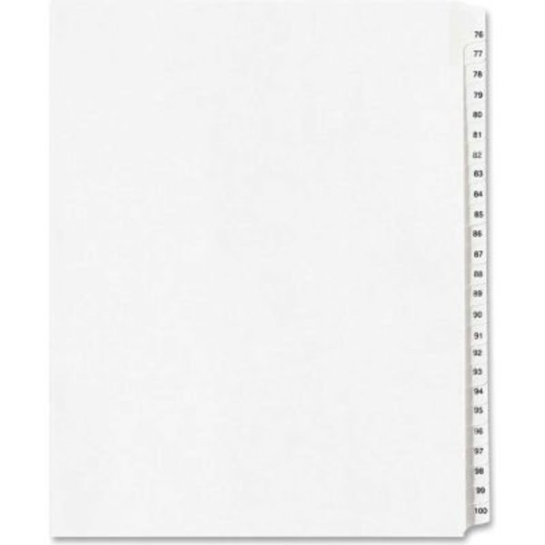 Avery Dennison Avery Side Tab Collated Legal Index Divider, 76 to 100, 8.5"x11", 25 Tabs, White/White 1704